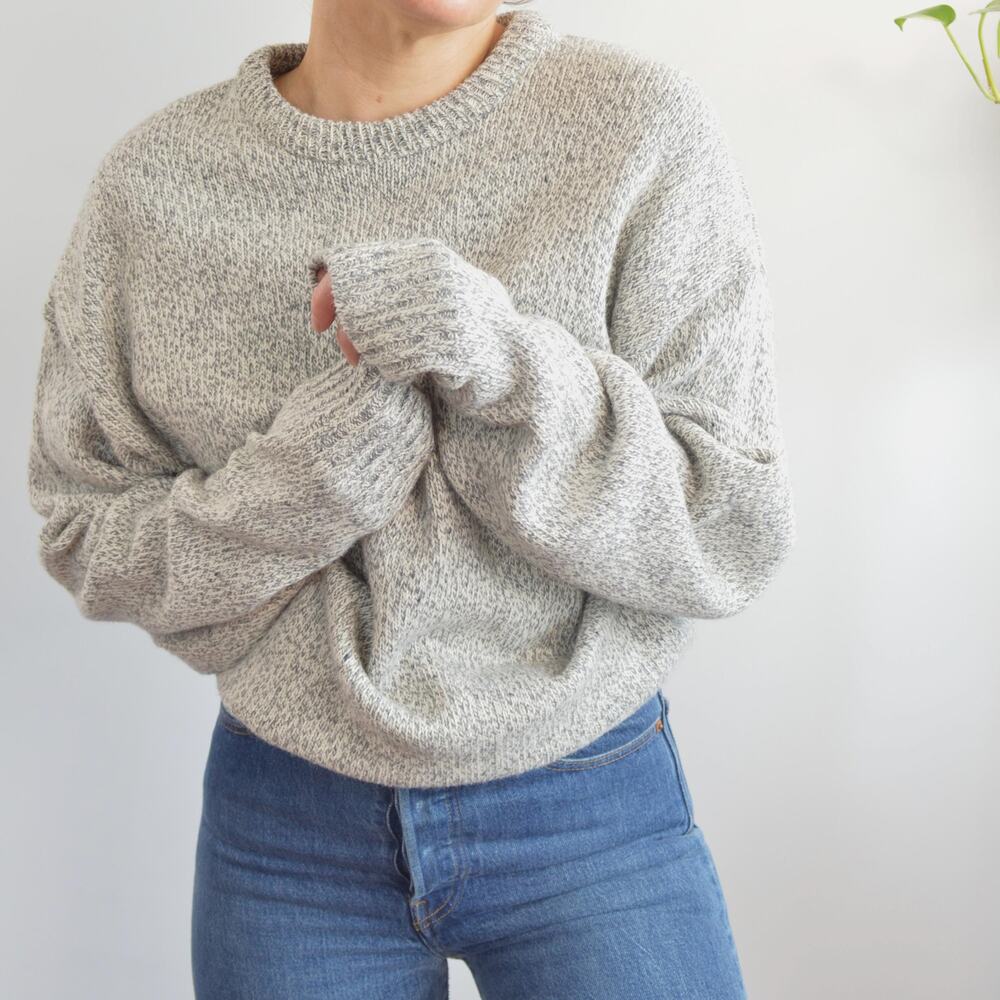 gray marled cotton and wool blend northwoods crew neck